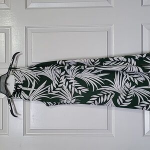 Alfani Leaf Print Mini Petite Halter Dress in Green and White